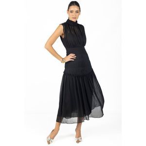 Valentina Midi Dress Black Chiffon